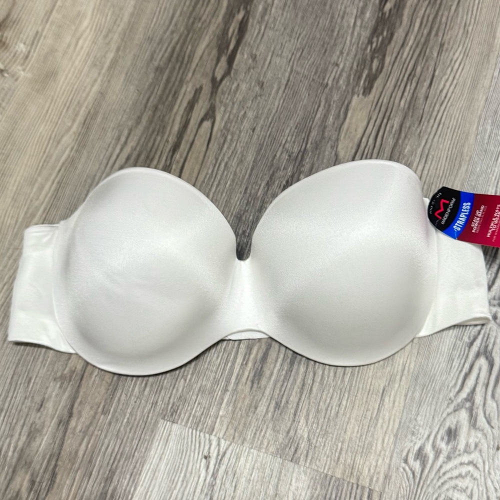 Maidenform 40C Bra White Strapless Stay Up Band NEW